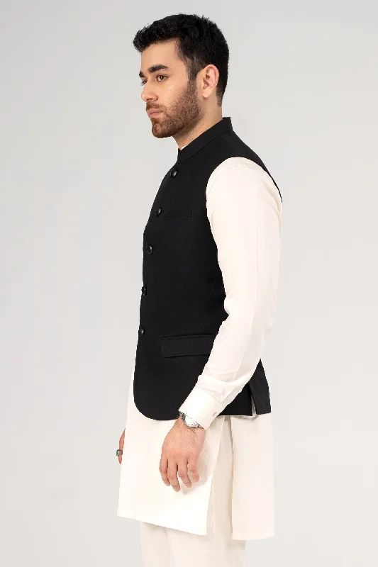 cotton-linen-blended-waistcoat-black