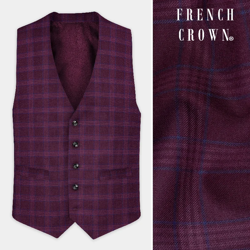 Eclipse Wine Plaid Waistcoat