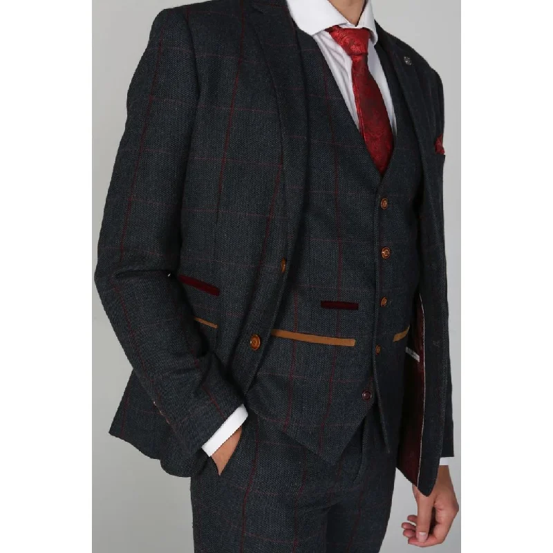 Madrid - Men's Blue Tweed Waistcoat