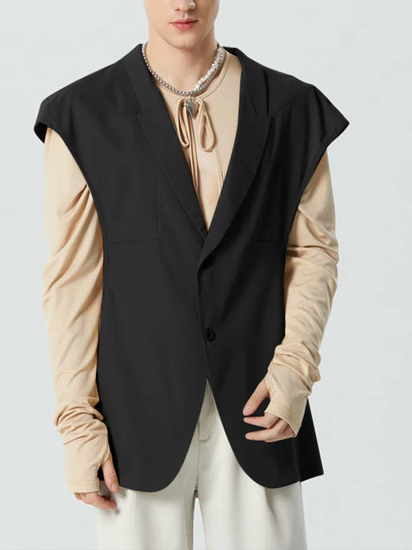 Mens Deconstruction Design Solid Casual Waistcoat SKUK35384