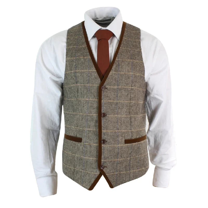 mens-herringbone-tweed-vintage-check-waistcoat-velvet-trim-blue-brown-grey