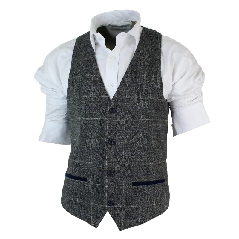 mens-slim-fit-check-grey-tan-brown-waistcoat-smart-casual-tweed-check-navy