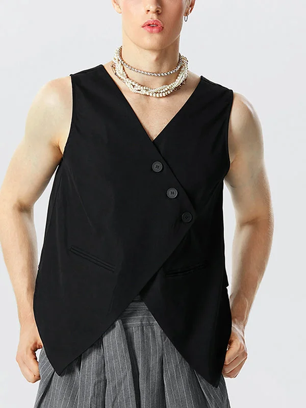 Mens Solid Cutout Back Sleeveless Waistcoat SKUK16232