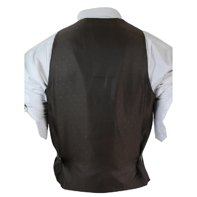 mens-vintage-tweed-check-waistcoat-herringbone-tan-brown-or-charcoal-grey-slim-fit-velvet-trim