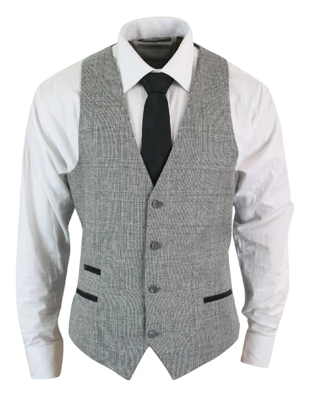 mens-waistcoat-wool-check-herringbone-tweed-brown-black-classic-vintage-fit