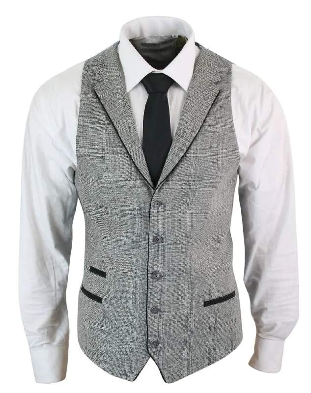 mens-waistcoat-wool-check-herringbone-tweed-brown-black-classic-vintage-fit