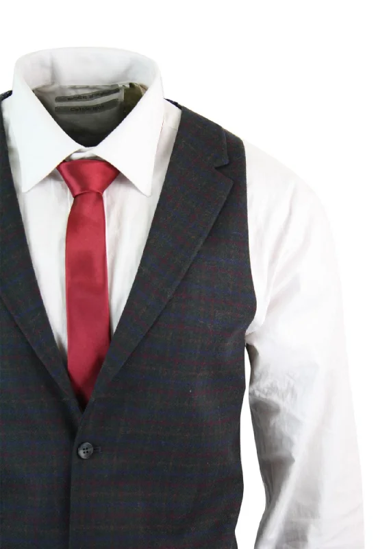 mens-waistcoat-wool-check-herringbone-tweed-brown-black-classic-vintage-fit