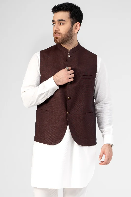 PREMIUM COTTON BLENDED WAISTCOAT WINE