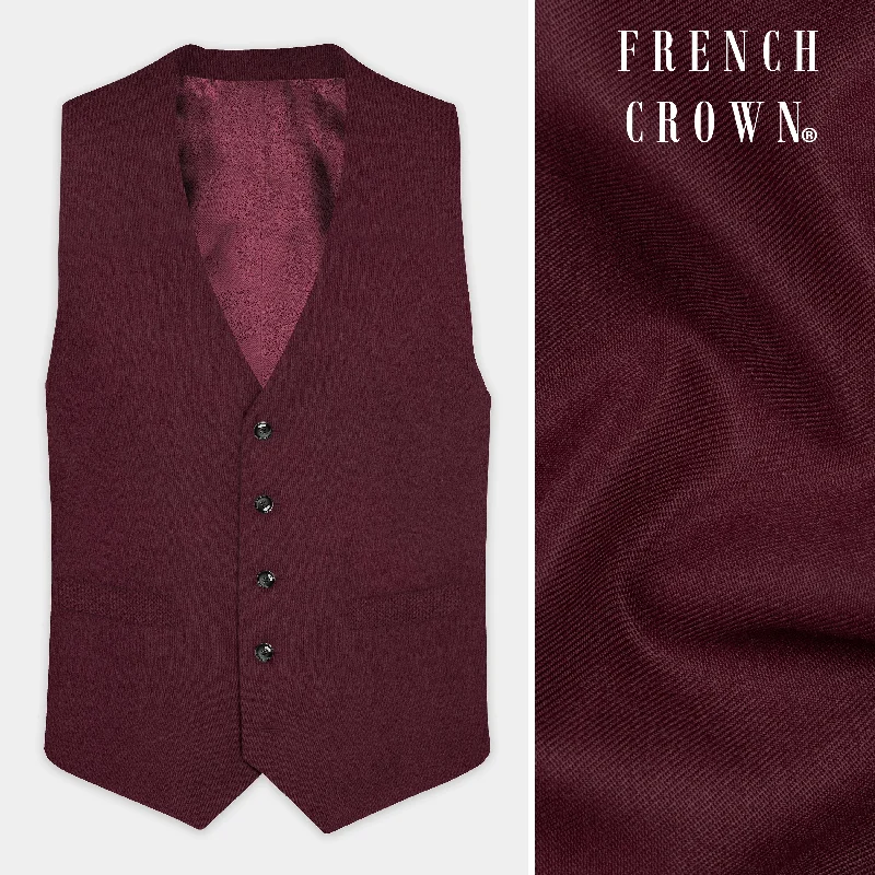 Tamarind Maroon Wool Blend Waistcoat