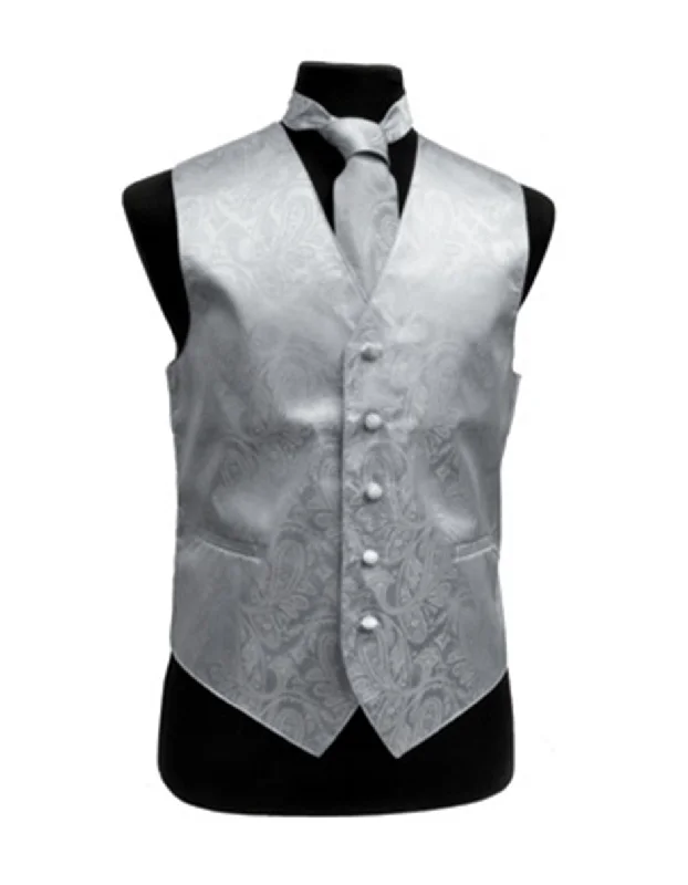 Silver Paisley Vest Set