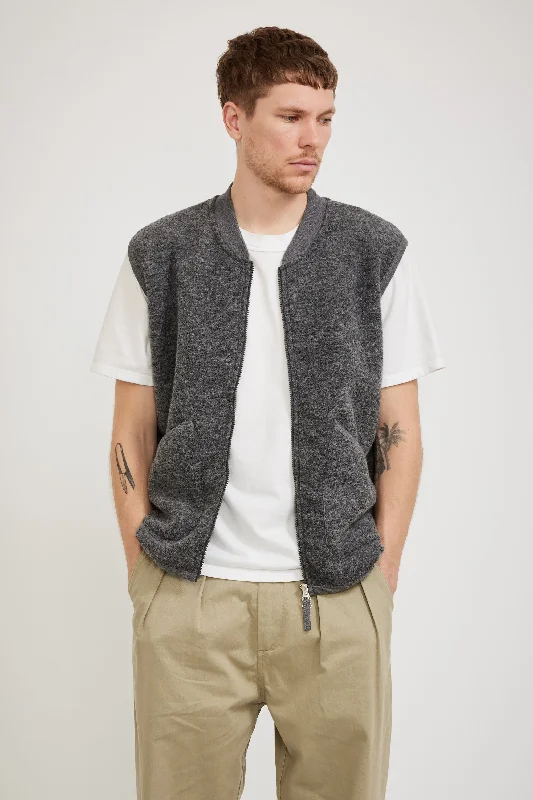 Wool Fleece Zip Waistcoat Grey Marle