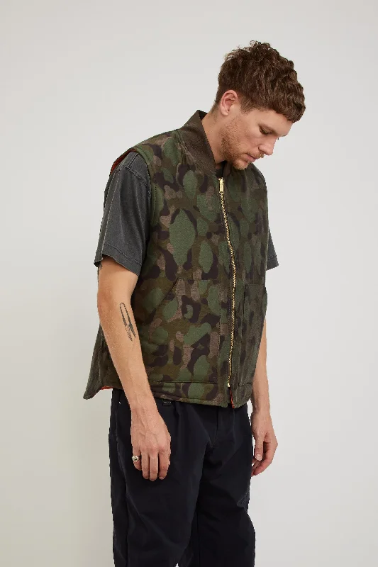 WORK Puff Vest Reversible Big Hunter Camo Jacquard Olive Camo/Orange