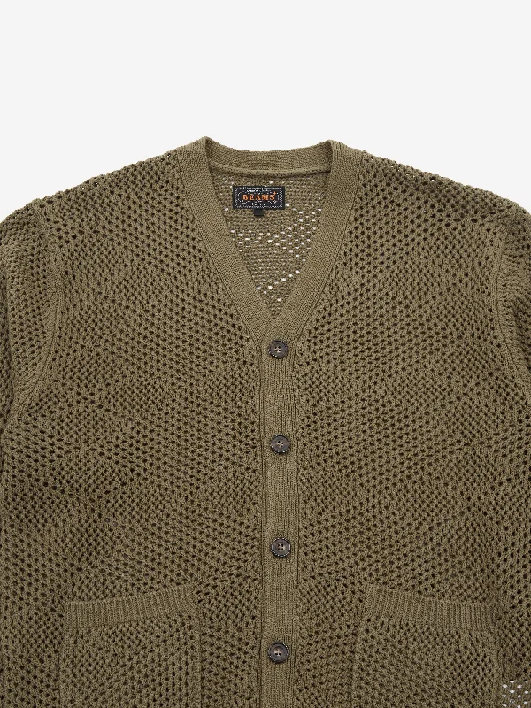 beams-plus-argyle-mesh-cardigan-olive