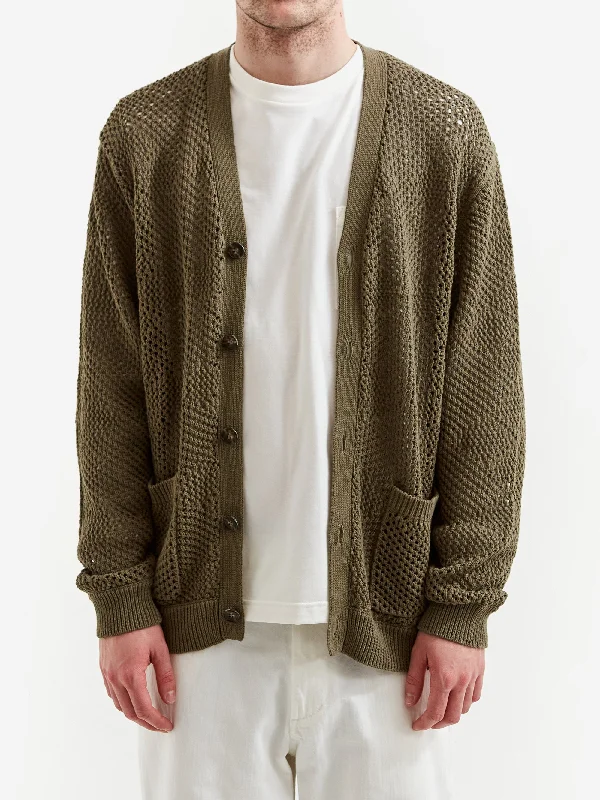 beams-plus-argyle-mesh-cardigan-olive