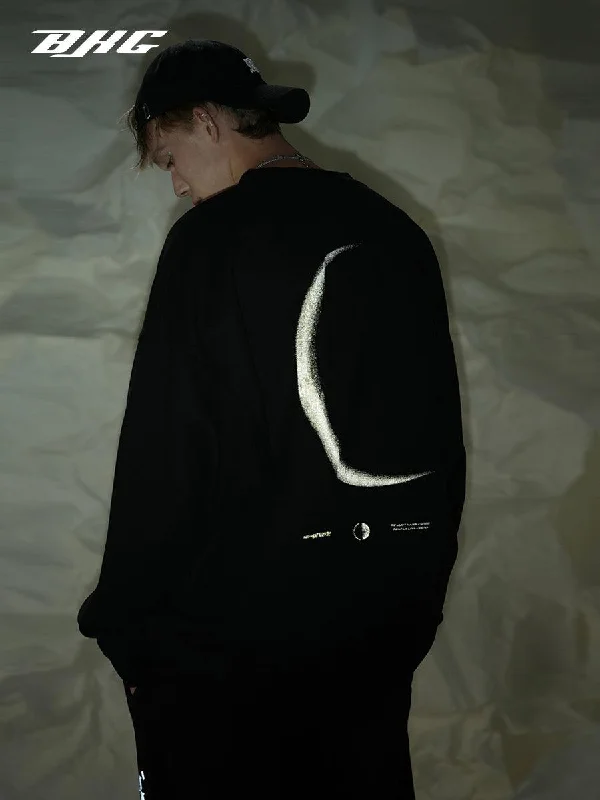 BJHG 3M Reflective Crescent Moon Sweatshirt