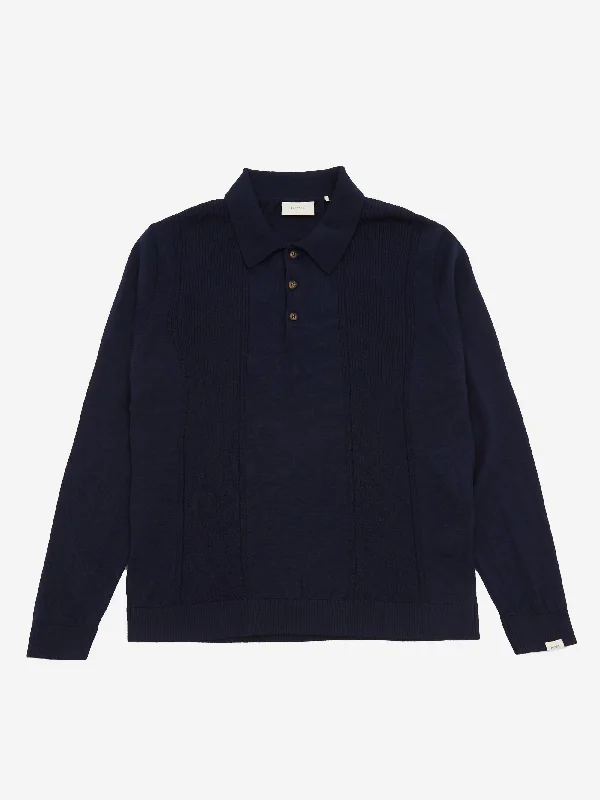 Foret Astern Longsleeve Kit Polo - Navy