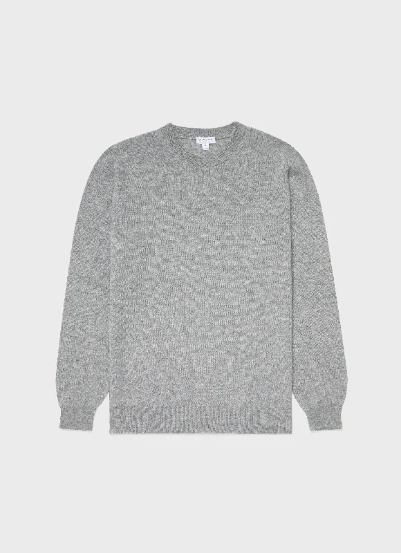 Men's Cashmere Crew Neck Jumper in Grey Melange