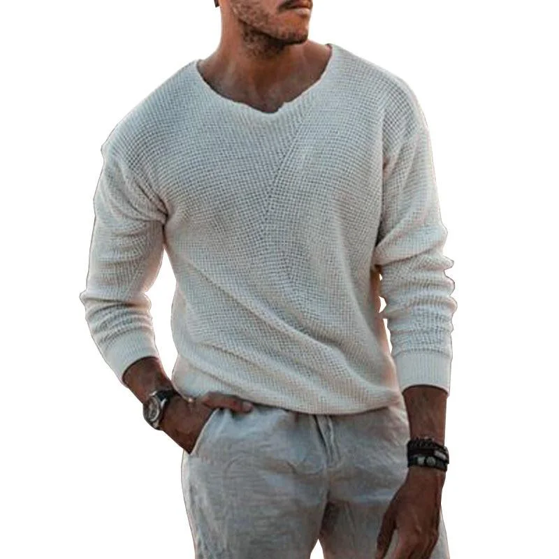 Men's Casual Round Neck Slim Pullover Knitwear 21120897M