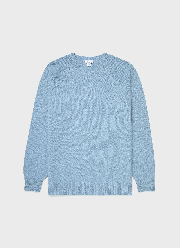 Men's Lambswool Crew Neck Jumper in Sky Blue