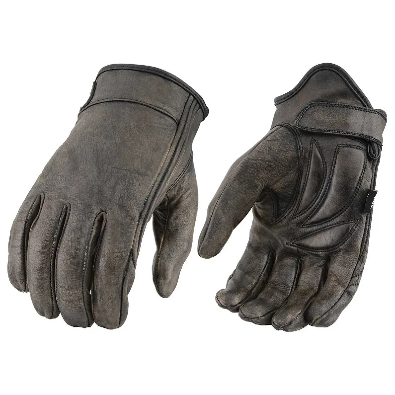 Milwaukee Leather MG7512 Men's Brown Leather Gel Padded Palm Short Wrist Motorcycle Hand Gloves W/ ‘Full Panel Cover’