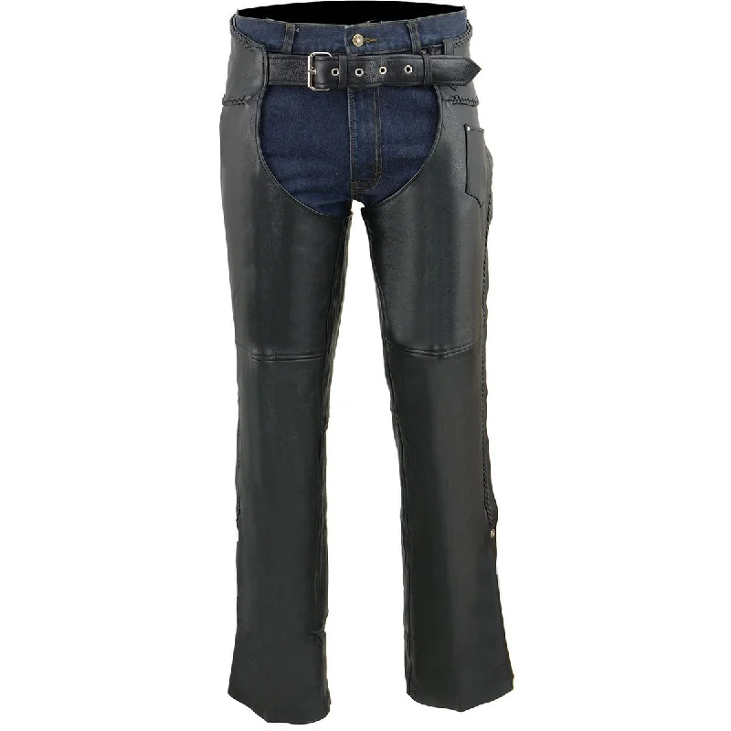 milwaukee-leather-ml1135-mens-black-chaps-with-braiding