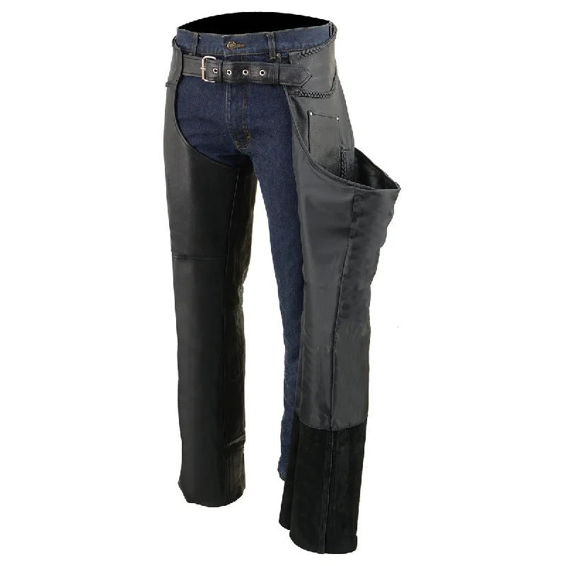 milwaukee-leather-ml1135-mens-black-chaps-with-braiding