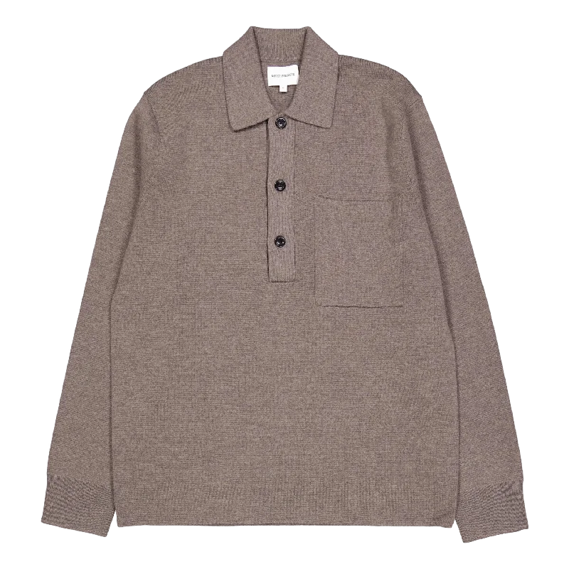 Kian Merino Cotton Milano Polo Warm Grey