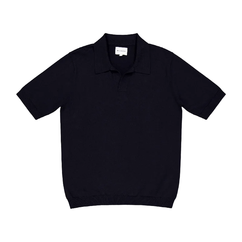 Leif Cotton Linen Polo Dark Navy