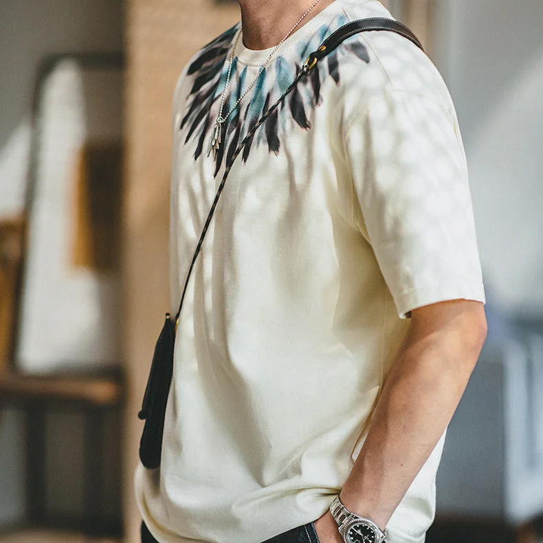 retro-feather-print-ethnic-style-t-shirt