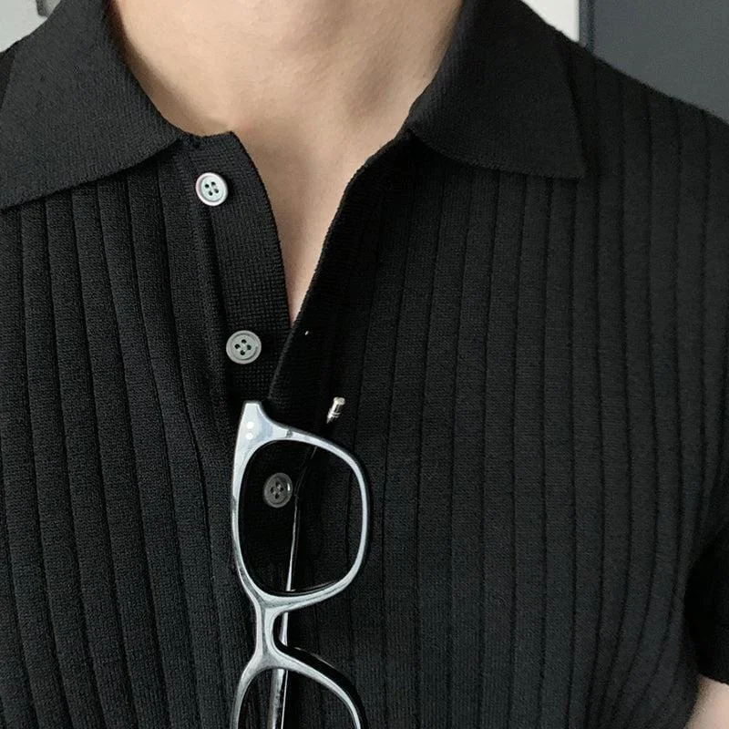 rt-no-5249-black-knitted-short-sleeve-collar-shirt