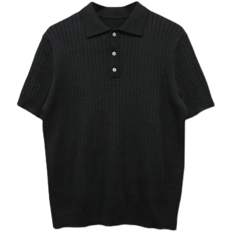 rt-no-5249-black-knitted-short-sleeve-collar-shirt