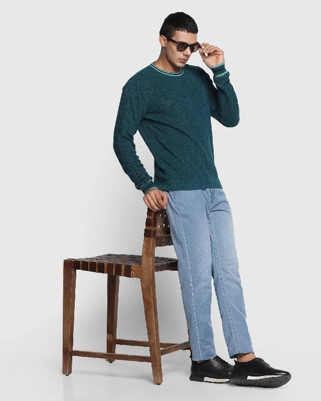 solid-crew-neck-sweater-in-teal-green-bonne