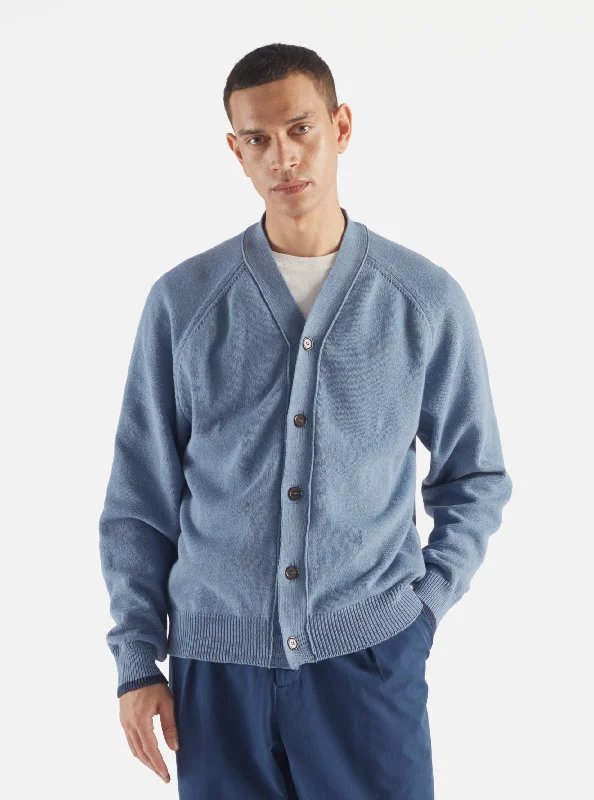 Universal Works David Cardigan in Chambray Eco Cotton