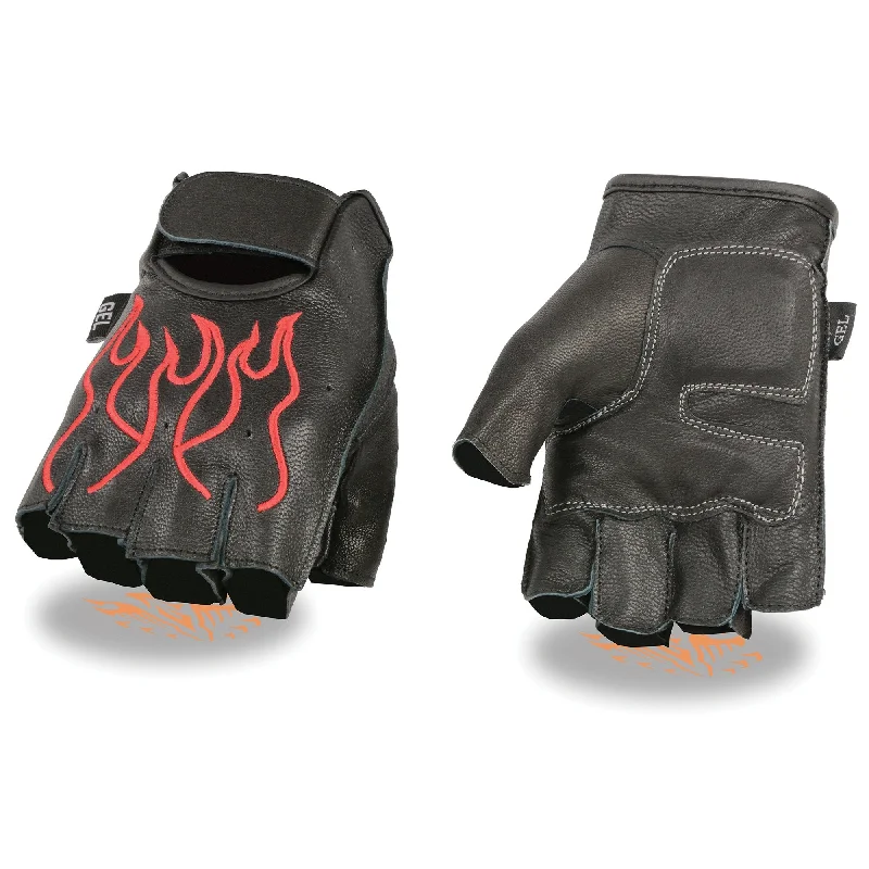 xelement-xg198-mens-flamed-black-and-red-leather-embroidered-fingerless-gloves