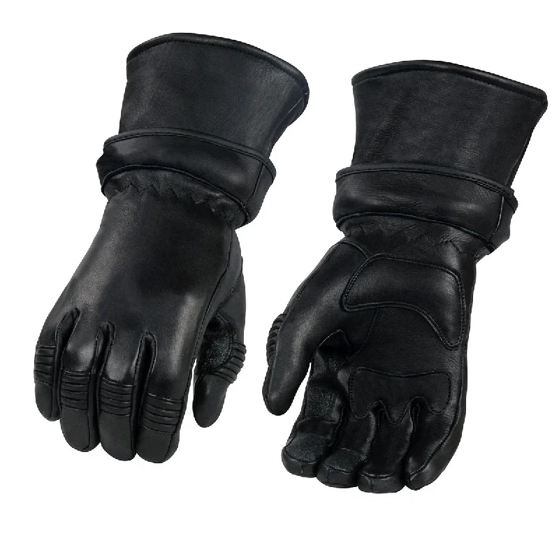 xelement-xg852-mens-black-insulated-leather-deerskin-gauntlet-motorcycle-gloves