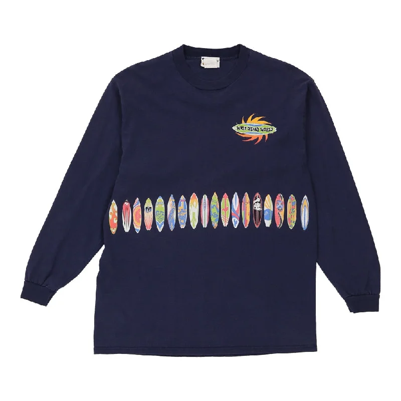 Disney Graphic Long Sleeve T-Shirt - Large Navy Cotton