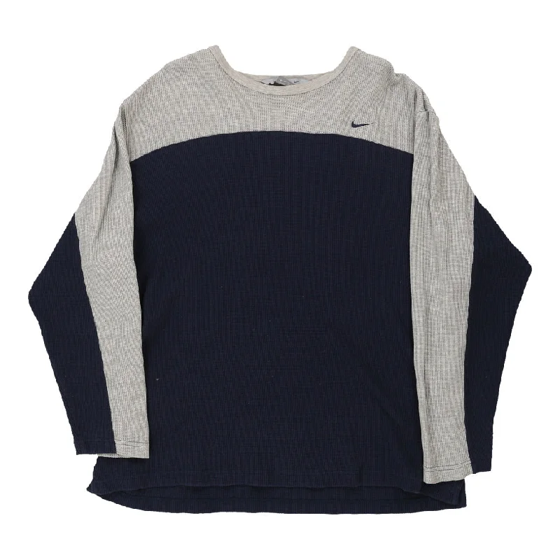 Nike Long Sleeve T-Shirt - Large Navy Cotton