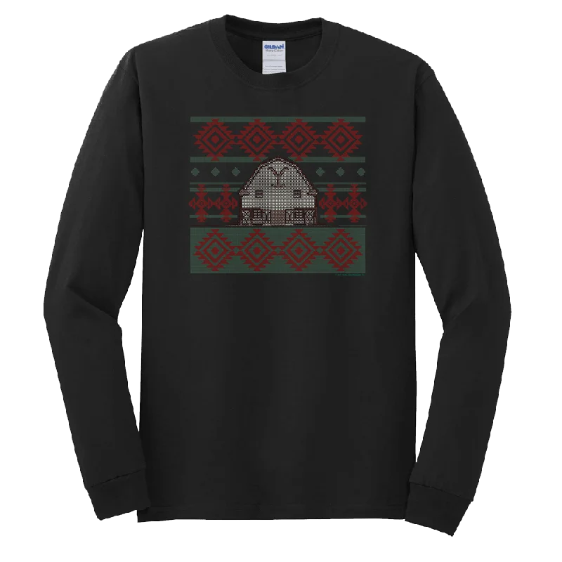 Yellowstone Dutton Ranch Two Color Holiday Barn Adult Long Sleeve T-Shirt