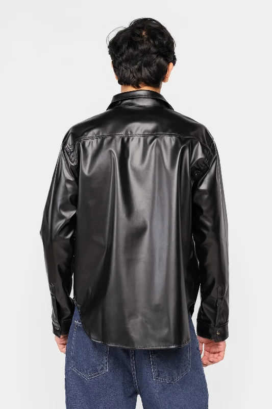 Black Leather Cowboy Men's Shirt