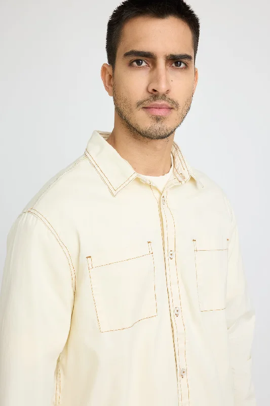 Cream Contrast Stitch Shirt