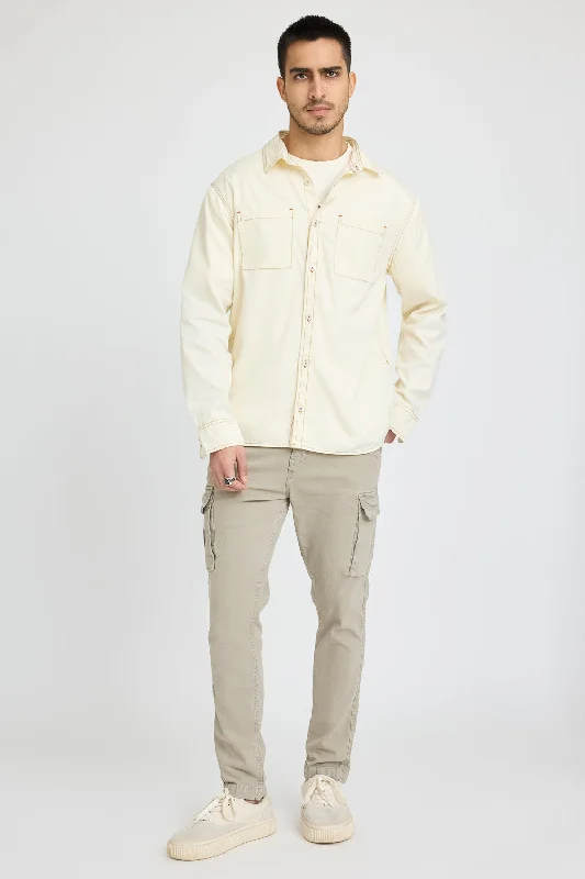 Cream Contrast Stitch Shirt