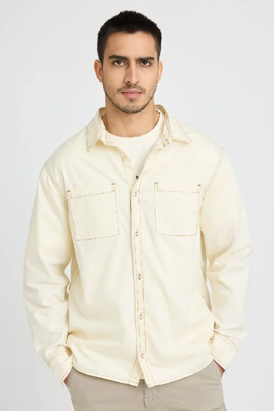 Cream Contrast Stitch Shirt