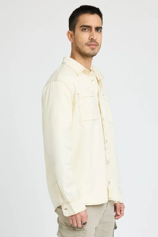 Cream Contrast Stitch Shirt