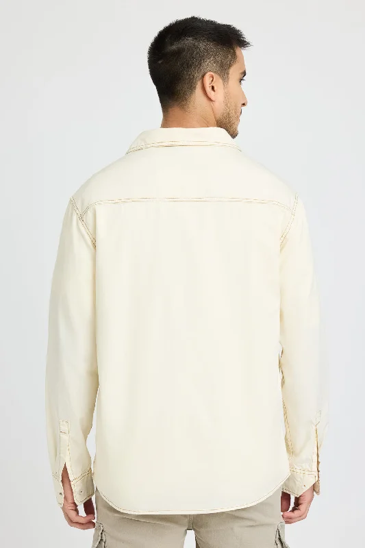 Cream Contrast Stitch Shirt