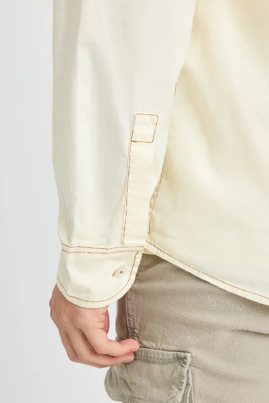 Cream Contrast Stitch Shirt