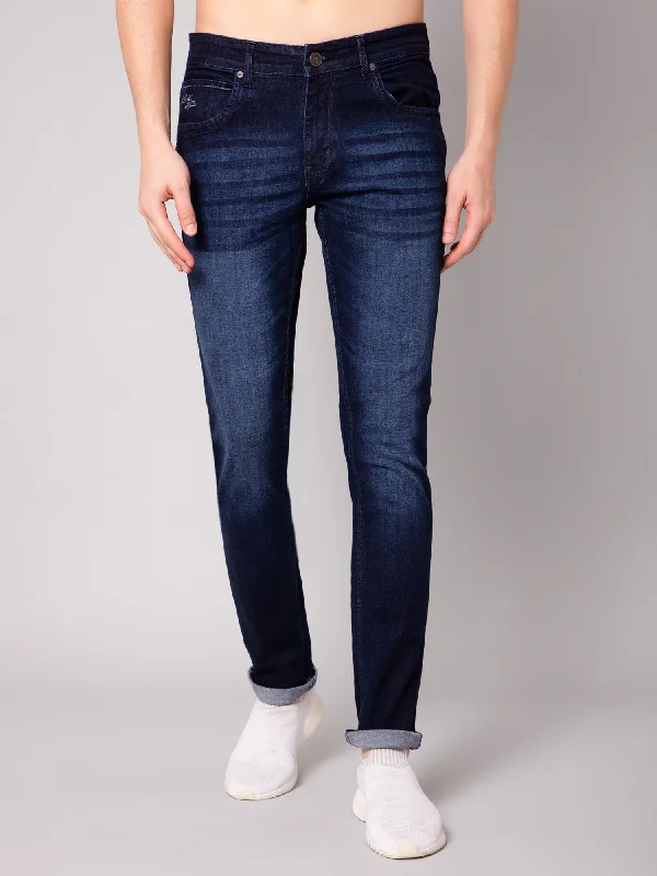 Cantabil Mens Dark Carbon Blue Jeans