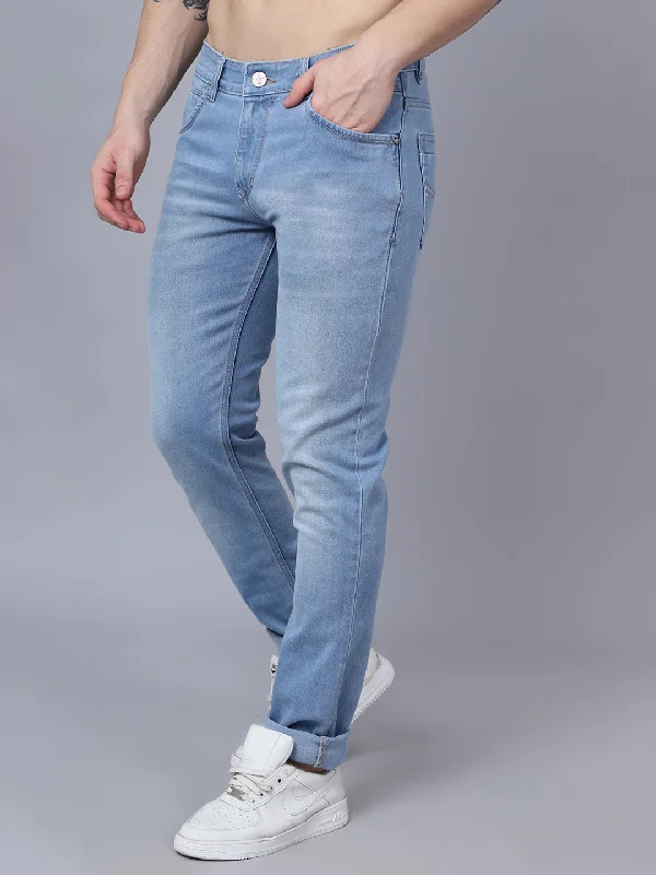 Cantabil Mens Light Carbon Blue Jeans