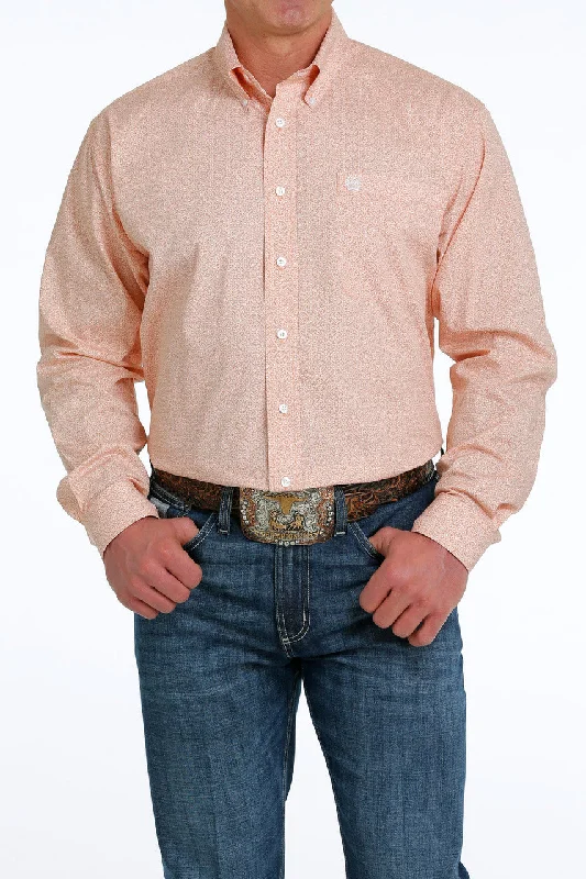 Cinch Men's Orange Print Button Down Western Shirt