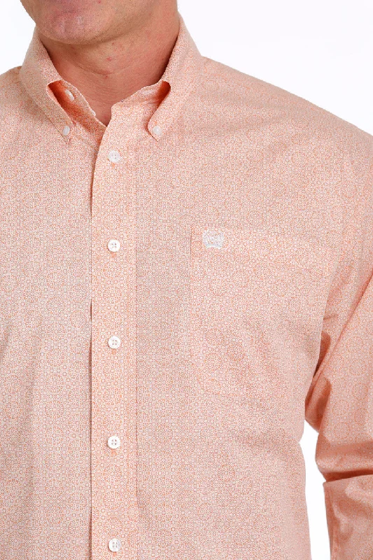 Cinch Men's Orange Print Button Down Western Shirt