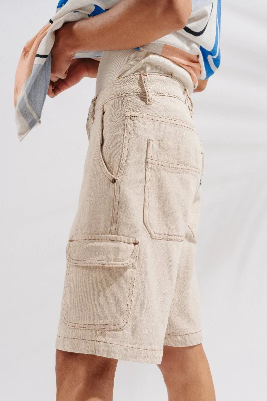 Men's Ecru Cargo Shorts